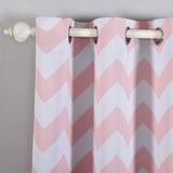 White/Blush Chevron Print Thermal Blackout Window Curtain Grommet Panels, Noise Cancelling Curtains