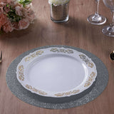 6 Pack | Charcoal Gray Sparkle Placemats, Non Slip Decorative Round Glitter Table Mat