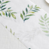 11x108inch White Green Non-Woven Olive Leaves Print Table Runner, Spring Summer Kitchen Dining