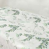 60x102inch White Green Non-Woven Rectangular Table Cover With Olive Leaves Print, Spring Summer