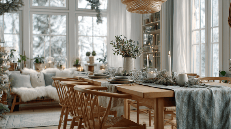 Nordic Neutral Christmas Table Runner Styling