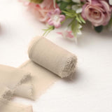 2 Pack | 6yds Nude Silk-Like Chiffon Ribbon Roll, DIY Wedding Bouquet Linen Wrap