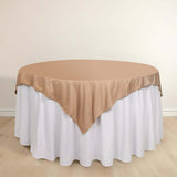 70" Nude Premium Scuba Wrinkle Free Square Table Overlay, Scuba Polyester Table Topper