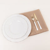 5 Pack Nude Premium Polyester Cloth Napkins with Hemmed Edges, Reusable Dinner Napkins