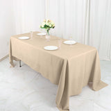 72"x120" Nude Polyester Rectangle Tablecloth, Reusable Linen Tablecloth