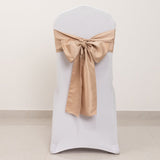 5 Pack Nude Lamour Satin Chair Sashes, Chair Bows - 6x106inch