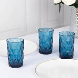 6 Pack Ocean Blue Crystal Cut Highball Cocktail Glasses with Heavy Base