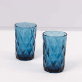 6 Pack Ocean Blue Crystal Cut Highball Cocktail Glasses with Heavy Base