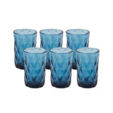 6 Pack Ocean Blue Crystal Cut Highball Cocktail Glasses with Heavy Base#whtbkgd