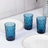 6 Pack Ocean Blue Crystal Cut Highball Cocktail Glasses with Heavy Base