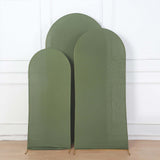 Set of 3 | Matte Olive Green Spandex Fitted Chiara Backdrop Stand Cover For Round Top