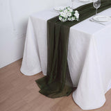 6FT | Olive Green Premium Chiffon Table Runner