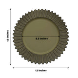 6 Pack | 13inch Matte Olive Green Sunflower Disposable Charger Plates