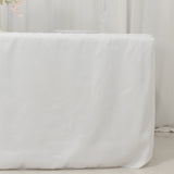 6ft White Open Back Fitted Polyester Rectangle Tablecloth, Trade Show Table Cover