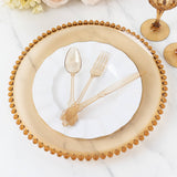 72 Pcs Plastic Silverware Set in Baroque Style Amber Gold
