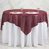 60x60inches Burgundy Duchess Sequin Square Overlay