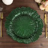 6 Pack 13inch Hunter Emerald Green Round Reef Acrylic Plastic Charger Plates, Dinner Charger Plates