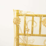 Gold Organza Floral Sequin Embroidered Chiavari Chair Back Slipcover