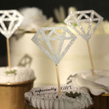 24 Pack | Silver Diamond Ring Cupcake Toppers, Party Cake Picks