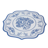 10 Pack Cardboard Paper Table Mats with White Royal Blue Damask Floral Pattern, 13inch Round 