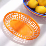 6 Pack | Colorful Oval Plastic Deli Serving Tray Baskets With 50 Wax Paper Liners