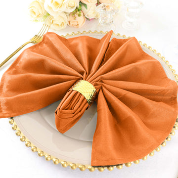 5 Pack | Orange Seamless Cloth Dinner Napkins, Reusable Linen | 20"x20"