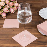 20 Pack | Dusty Rose Soft Linen-Feel Airlaid Paper Cocktail Napkins, Highly Absorbent Disposable