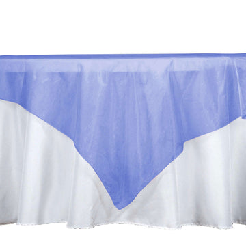 Organza 60"x60" Square Table Overlay Royal Blue - Sheer Finish Table Topper