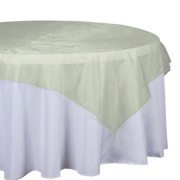 Organza 72"x72" Table Overlay Square Tablecloth Olive Green - Sheer Design for Stylish Events