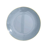 10 Pack | 10inch Glossy Dusty Blue Round Disposable Dinner Plates With Gold Rim#whtbkgd