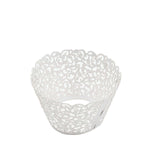 25 Pack | White Lace Laser Cut Paper Cupcake Wrappers, Muffin Baking Cup Trays