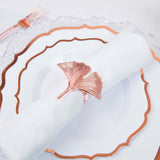 4 Pack | Rose Gold Ginkgo Leaf Napkin Rings, Linen Napkin Holders - Metallic Ornate Design - Blush