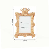 4 Pack Gold Resin Vintage Crown Photo Frames Party Favors, Rectangle Mini Picture Frame