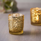 6 Pack | Gold Mercury Glass Primrose Candle Holders, Votive Tealight Holders