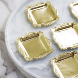 12 Pack | Gold Square Baroque Mini Party Favor Candy Tray Treat Gift Display Serving Plate