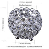 4inch Round Gold Crystal Beaded Metal Votive Tealight Candle Holder, Multipurpose Table Vase