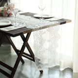 Ivory Premium Lace Fabric Table Runner, Vintage Classic Table Decor With Scalloped Frill Edges