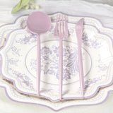 60 Pack Plastic Silverware Set, Lavender Lilac Heavy Duty Disposable Sleek Utensil Cutlery