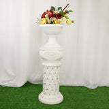 2 Pack | 25 inch Tall White PVC | 10mm Crystal Beaded Studded French Inspired Pedestal Column Stand