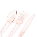 72 Pcs Plastic Silverware Set in Baroque Style Transparent Blush
