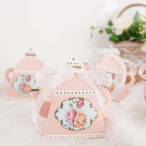 25 Pack 4inch Dusty Rose Mini Teapot Favor Boxes, Tea Time Gift Box with Ribbon