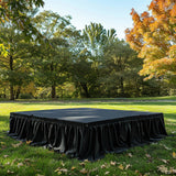Portable Stage Skirt Black Polyester Platform Skirting Cloth for Events, Performances Wedding Stage
