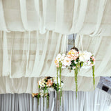 5ftx32ft Premium Ivory Chiffon Curtain Panel, Backdrop Ceiling Drapery With Rod Pocket