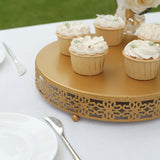 12" Gold Metal Fleur De Lis Cupcake Dessert Display Stand, Round Pedestal Cake Stand