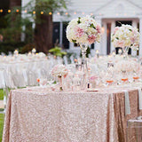 90x156" Premium Sequin Rectangle Tablecloth Rose Gold|Blush