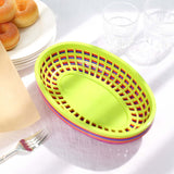 6 Pack | Colorful Oval Plastic Deli Serving Tray Baskets With 50 Wax Paper Liners