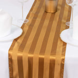 12x108inch Gold Satin Stripe Table Runner, Elegant Tablecloth Runner