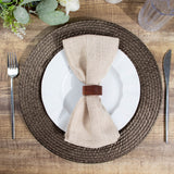 6 Pack | 13inch Natural Brown Rattan-Like Disposable Round Charger Plates