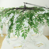 White Artificial Silk Wisteria Vine Round Hanging Canopy, Draping Garland Flower