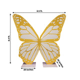 6.5ft White Gold Giant Butterfly Backdrop Party Prop with Wood Backing